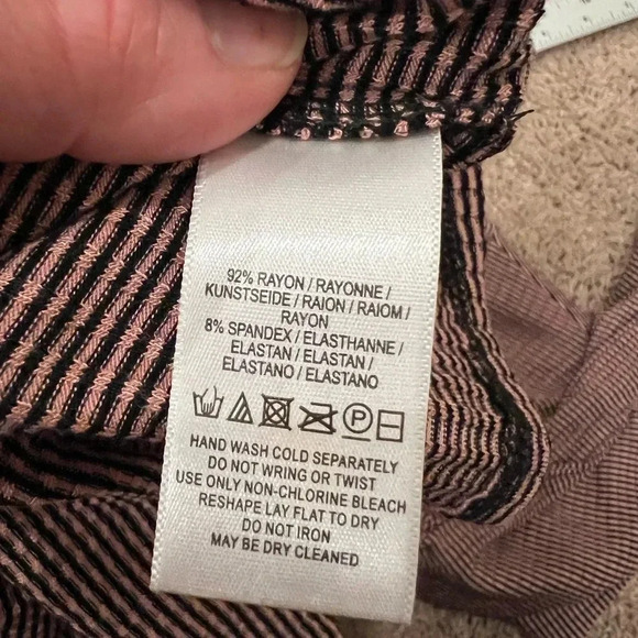 NWT new Anthropologie pink black everyday mock neck top postmark stripe medium - Picture 12 of 14
